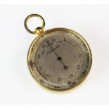 A 19th century gilt metal cased pocket barometer, within fitted case