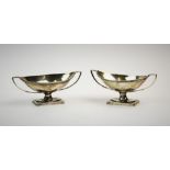 A pair of Victorian silver salts, Nathan & Hayes, Birmingham 1892, each of navette shape, with