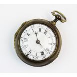 A George III pair cased open face gilt pocket watch by Benjamin Wood, London, the white enamel