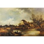 Fredrick Waters Watts (1800-1862), Oil on canvas, 'The Old Mill At The Lock', Signed lower right,