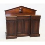 A Victorian Scottish pine apprentice made inverted breakfront sideboard, formed with a raised arched