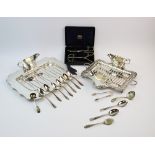 A selection of silver plated wares, to include, a William Hutton & Sons asparagus serving set,