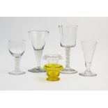 A collection of 19th century and later glassware, to include, a wine glass, with rounded bell and