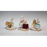 A group of five porcelain allegorical figures depicting the five senses in the manner of Meissen,