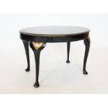 A 1930's Chinoiserie occasional table, of oval form raised on cabriole legs, decorated in lacquer