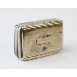 A George IV silver snuff box, William Simpson Birmingham 1825, of rectangular form, with engine