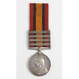 A Queens South Africa Medal, four bars to 3766 Private W. Bacon 9th Lancers