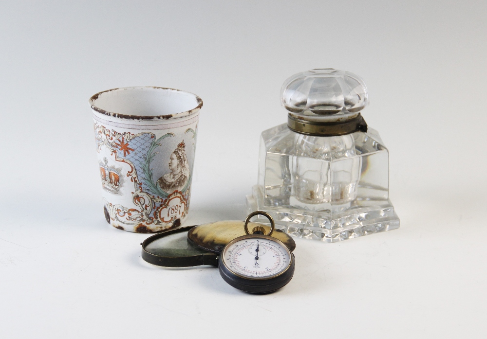A selection of objects of virtue, to include, a Queen Victoria Diamond Jubilee enamel beaker, 10cm - Image 2 of 3