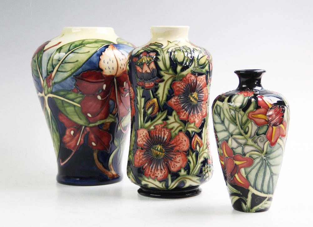 A Moorcroft vase of baluster form, late 20th century, the vase decorated in the 'Simeon' pattern - Image 5 of 9