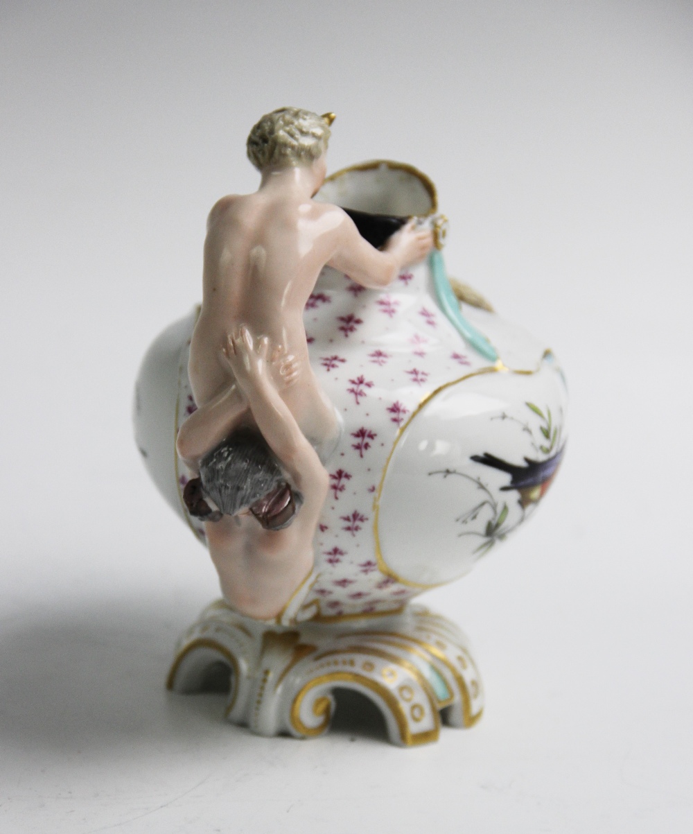 A Meissen Marcolini period teapot, circa 1774-1814, the teapot of squat baluster form with satyr- - Image 3 of 5