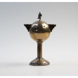 An Art Deco silver bowling trophy, S Blanckensee & Son Ltd, Birmingham 1935, the faceted pedestal