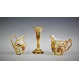 A Royal Worcester blush ivory spill vase, shape number 1790, the vase of trumpet form, puce maker'