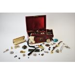 A jewellery box containing an assorted collected of Georgian and later jewellery, to include;