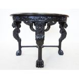 A 19th century and later stained hardwood centre table, possibly Irish, the circular thumb moulded