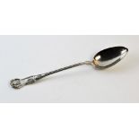 An American white metal Kings pattern basting spoon, stamped 'M.W Galt & Bro', monogrammed 'AM',