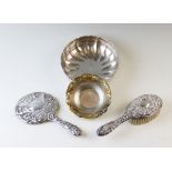 A cased silver dressing table set, Birmingham circa 1983, comprising hand mirror and hair brush,