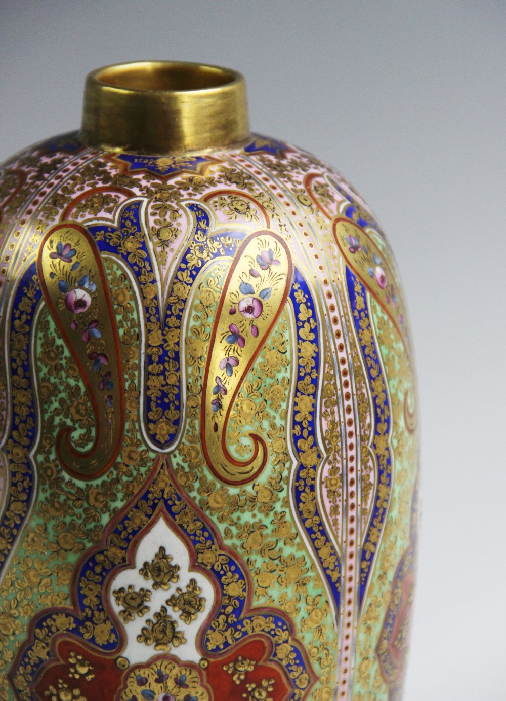 A Coalport 'Cashmere' pattern porcelain vase, late 19th century, the vase of baluster form decorated - Image 2 of 3