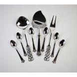 A set of six Danish silver '830 S' teaspoons, each with decorative finials, makers marks 'NM' and '