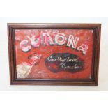 A vintage vitreous enamel advertising sign, 'Corona, Sparkling Drinks and Squashes', 74cm x 48cm,