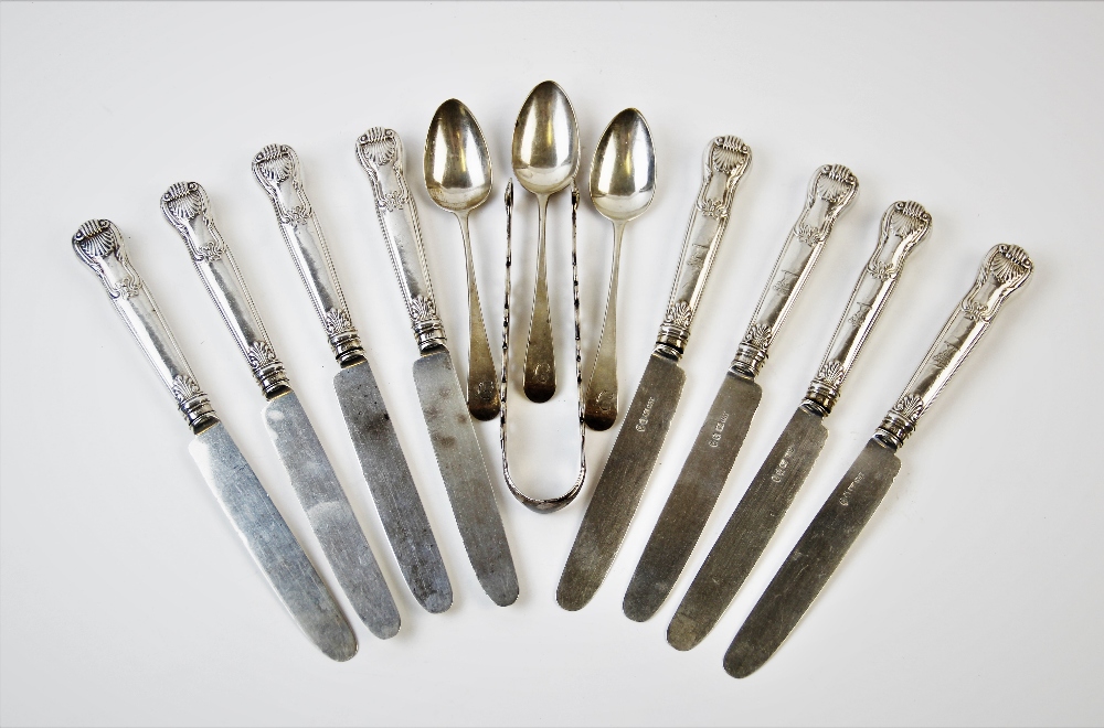 A set of nine George IV silver Kings Pattern dessert knives, maker's mark 'I M E', Sheffield 1820, - Image 2 of 4