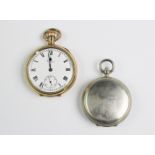 A Waltham gold plated open face pocket watch,