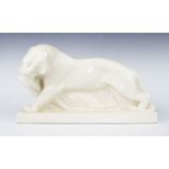 A John Skeaping for Wedgwood Art Deco style animal group, 'The Kill', modelled as a lioness dragging