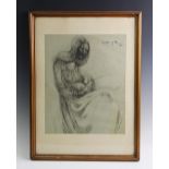 Michael Ayrton (1921-1975), Pen and ink on paper, A mother and child, Signed top right and dated '