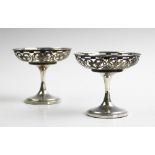 A pair of Edwardian silver Art Nouveau pedestal dishes, Cohen and Charles Birmingham 1910, each