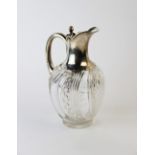 A Victorian silver mounted glass claret jug, John Grinsell & Sons, Birmingham 1891, the glass body