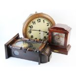 A late 19th century drop dial wall clock, with a 26cm painted white dial, Arabic numerals and single