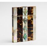 A Victorian tortoiseshell and mother of pearl inlaid calling card case, of serpentine rectangular
