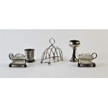 A silver toast rack, Birmingham 1899, 55gms with a silver shooting trophy Birmingham 1930, 23gms,