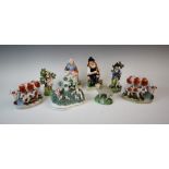 A group of Staffordshire flatback figures, 19th century and later, to include, a figural group of