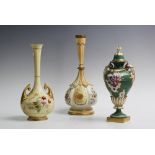 A Royal Worcester blush ivory vase, shape number 1761, the vase of onion form with tall neck, puce