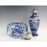 A selection of Chinese porcelain, 18th century and later, comprising; a craquelure celadon glazed