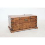 A 19th century rustic elm box, the rectangular hinged top enclosing a vacant interior, raised upon a