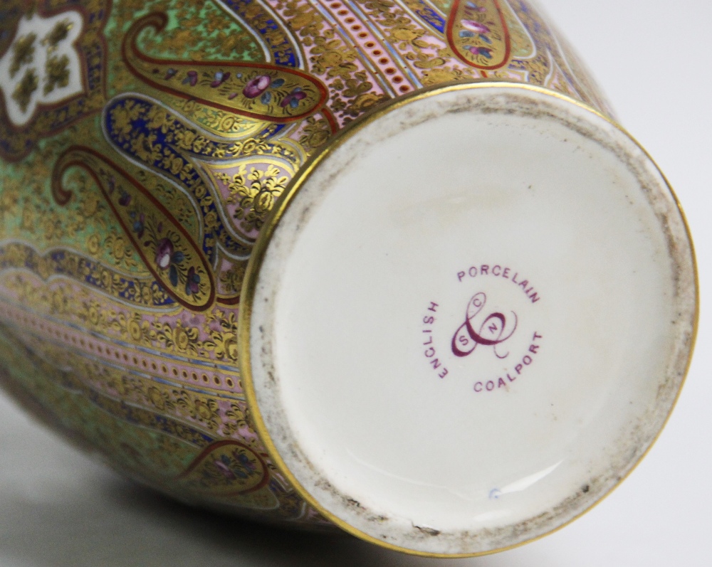 A Coalport 'Cashmere' pattern porcelain vase, late 19th century, the vase of baluster form decorated - Image 3 of 3