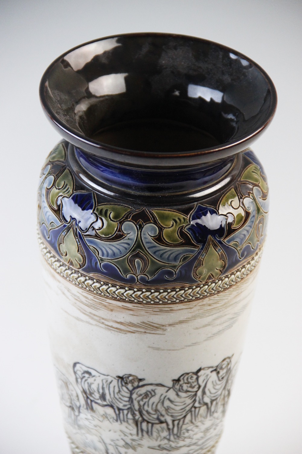 A Doulton Lambeth vase designed by Hannah Barlow, of baluster form and externally sgraffito - Image 2 of 3