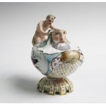 A Meissen Marcolini period teapot, circa 1774-1814, the teapot of squat baluster form with satyr-