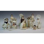 A group of Staffordshire flatback figures, 19th century and later, to include: a portrait figure