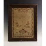 A Victorian needlepoint sampler, mid 19th century, worked by 'Mary Addison Aged 13 Years' and