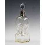 A silver mounted glug decanter, Martin Hall and Co, Sheffield 1964, the clear glass body with beaded