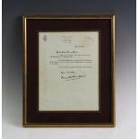 1st EARL MOUNTBATTEN OF BURMA: A signed letter to Mrs Plumstead acknowledging receipt of