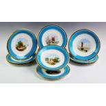 A Minton dessert/dinner service, 19th century, comprising fourteen plates and three low comports,