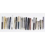 A collection of assorted fountain pens, makers to include; Conway Stewart, Parker, Swan, Waterman's,