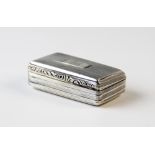 A George IV silver snuff box, 'TS' Birmingham 1829, the rectangular box with striped decoration