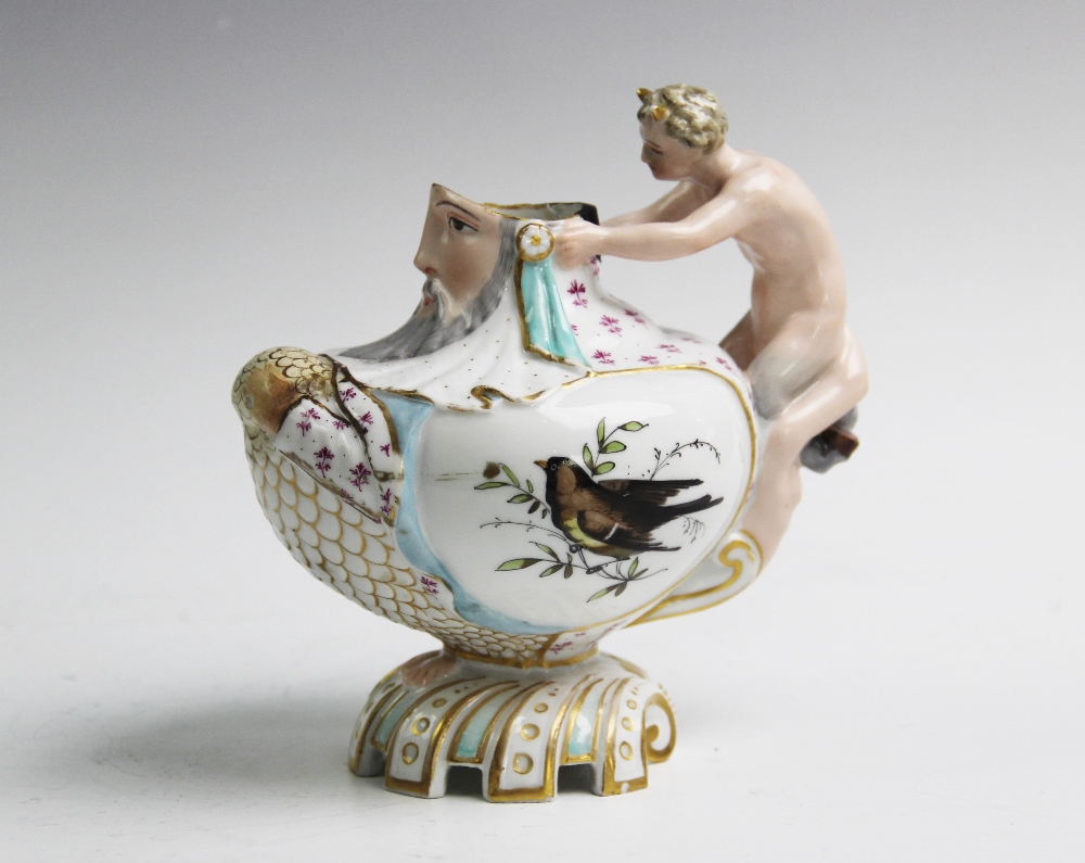 A Meissen Marcolini period teapot, circa 1774-1814, the teapot of squat baluster form with satyr- - Image 4 of 5