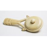 A 19th century Indian ivory baby's rattle, carved handle, 11cm long