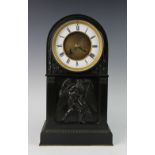 A mid 19th century French slate mantel clock, stamped 'G V Gay Vicarino, Paris', the domed slate