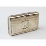 A Victorian silver snuff box Wilmot and Roberts, Birmingham 1841, with shield shaped cartouche